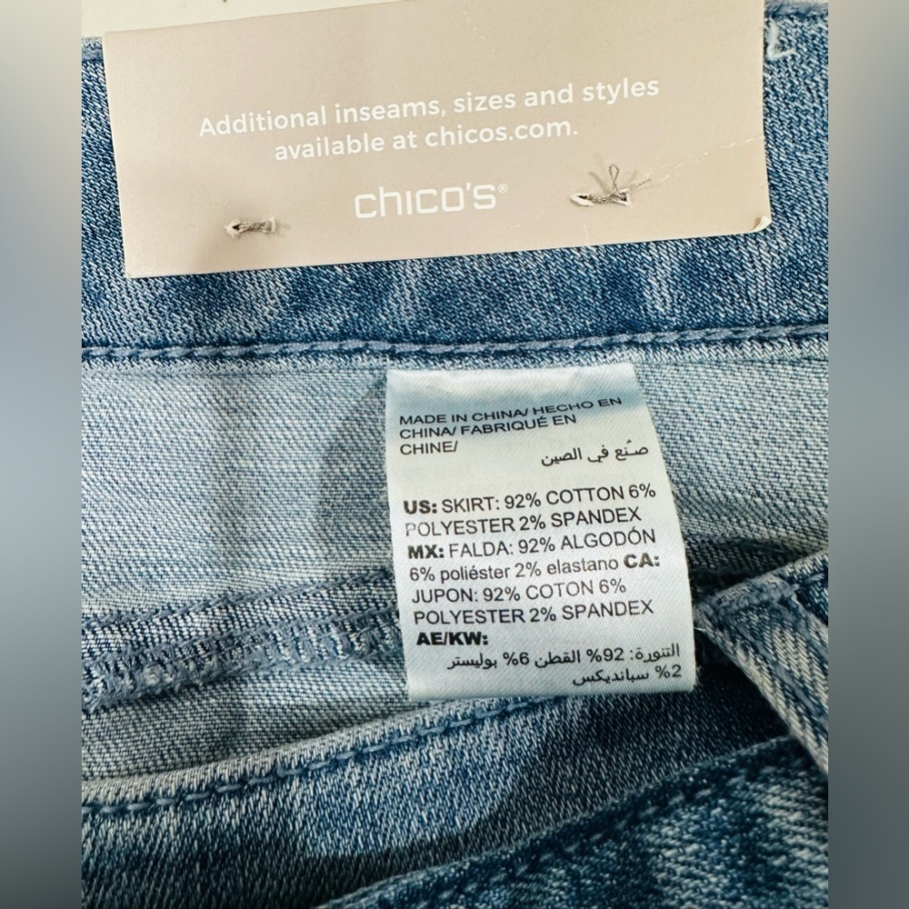Chico’s Button Front Denim Skirt Size 4 (20) Blue With Removable Belt NWT - Picture 7 of 11